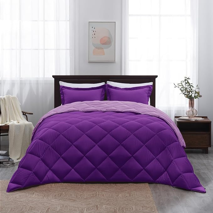 Basic Beyond Purple Twin Comforter Set - 1 Comforter (66"x92") and 1 Pillow Sham (20"x26")