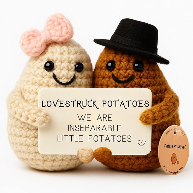 Love Potatoes© | Idea Couple Gift | for Him & Her | Surprise Valentine’s Day Anniversary Wedding | I Love You | Romantic Plush | Partner Boyfriend Girlfriend | Distance Relationship | Cute Pocket Hug