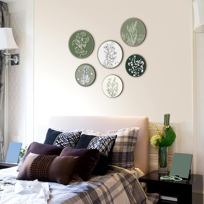Barydat 6 Pieces Boho Plant Wall Art Decor Wooden Boho Farmhouse Rustic Bohemian Wall Hanging for Bedroom Living Room Office(Greenery,8 Inch, 10 Inch)