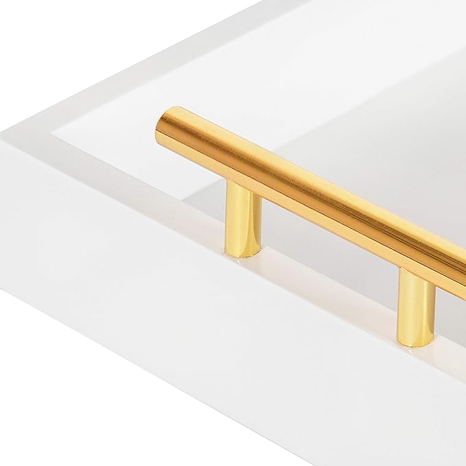 Kate and Laurel Lipton Modern Tray Set, Set of 2, White and Gold, Glam Decorative Trays for Storage and Display