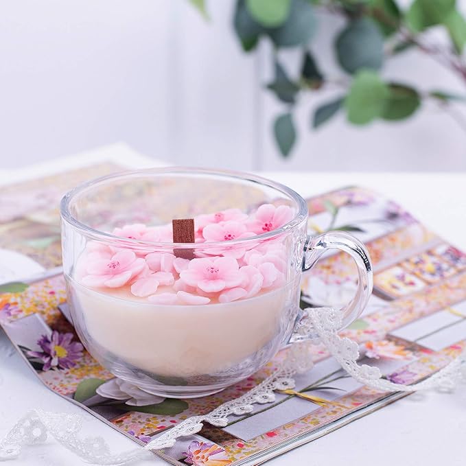 Romantic Sakura Cup Scented Soy Candle for Birthday Gift Wedding Favor