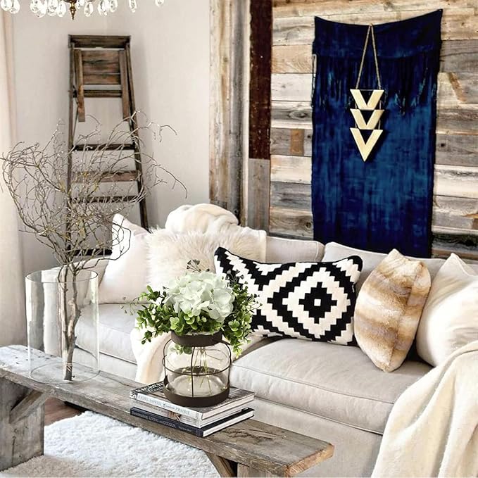 Farmhouse Glass Lantern Vase Vintage Flower Vases with Plants Hydrangea Lights Rustic Floral Arrangement Centerpieces Home Decor Hostess Housewarming Gift