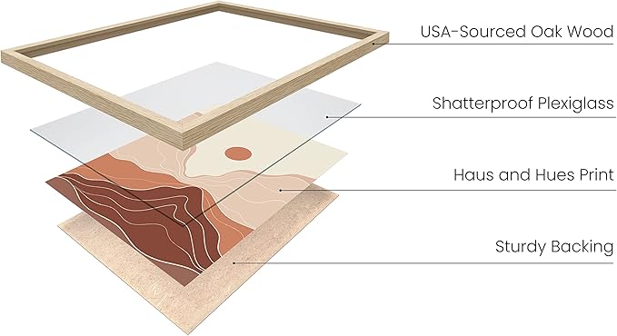 HAUS AND HUES Woman Drawing Line Art Wall Decor (12.00" X 16.00", Beige Framed, Landscape Sun and View)