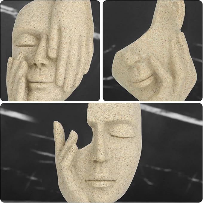 3 Pcs Thinker Statue,Modern Home Resin Sculptures,Collectible Figurines for Home Office Bookshelf Desktop Decor(Sandstone)