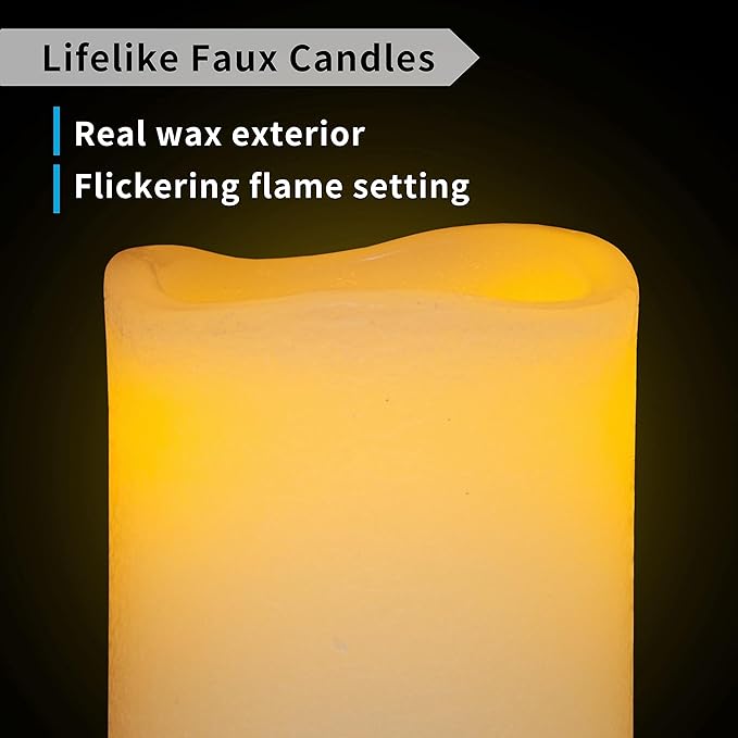 FURORA LIGHTING Ivory Real Wax Flameless Candles with Remote and Timer, 4 Pillars and 4 Votives Pack of 8, Flameless Flickering Candles for Home Décor, Battery Included