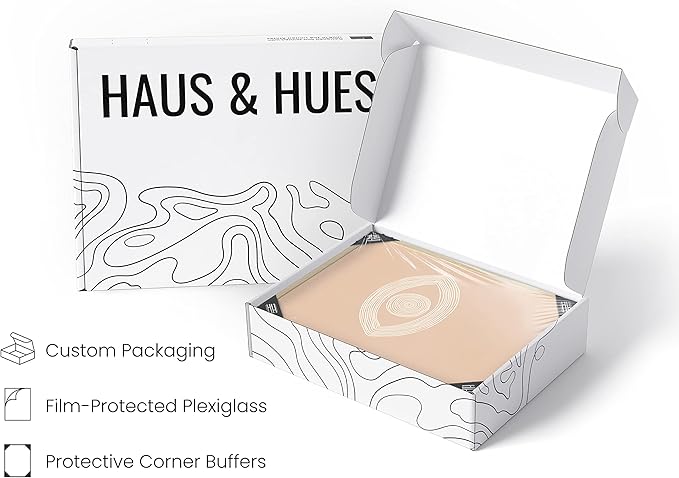 HAUS AND HUES Woman Drawing Line Art Wall Decor (24.00" X 36.00", Beige Framed, Eye of Sauron)