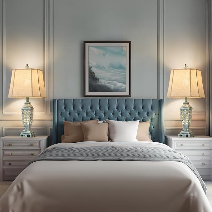 AIDENOEY Farmhouses Table Lamp with USB & USB-C Charging Ports, 3-Color Dimmable & Stepless Bottom Dimming, Touch Control & Switch, Vintage Bedside Lamp for Bedroom Living Room Office,(27.5" high)