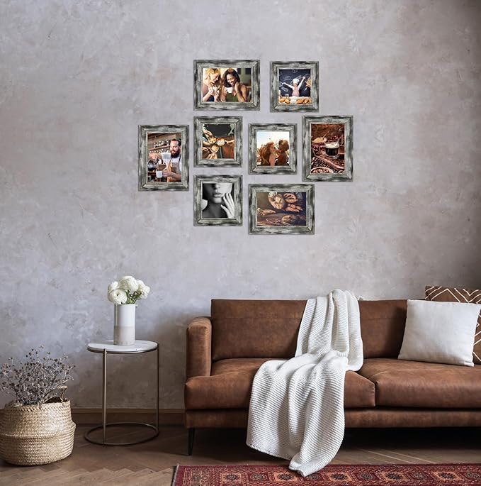 8x10 Picture Frames Set of 4 Vintage Photo Frame, Rustic Retro Photo Frame with Real Glass,Decorative Art Wall Mount and Tabletop Display Family Friends Wedding Gift