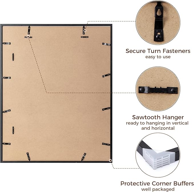 Black Picture Frame 24x30, Oak Wood Poster Frames 24 by 30, 24 x 30 Picture Frames with Tempered Glass, 18x24 Frame Matted to 24x30, Large Wooden Photo Frame 24x30, 1 Pack