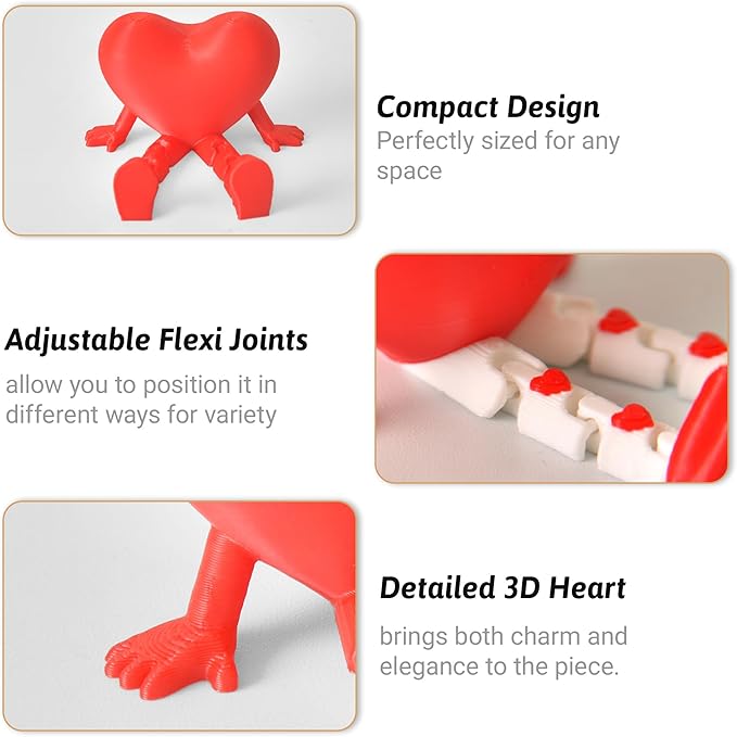 Heart Desk Figurine Set – Cute Love-Inspired Decor with Movable Legs & Hands – Perfect for Office, Home, or Gift for Lovers, Best Friends, and Special Occasions