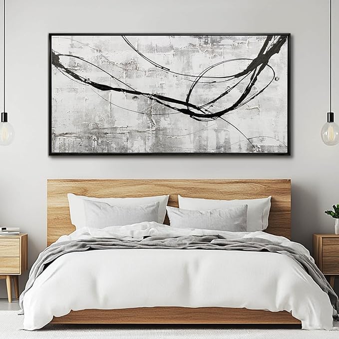 XIANSHOU Gray Home Wall Decor Art Frames for Wall Minimalist Wall Artwork 24"x48" Large Abstract Canvas Wall Art Kitchen Wall Pictures Office Poster