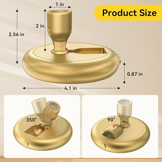 Rechargeable Battery LED Spotlight Indoor: Wireless Mini Art Accent Spot Lights with Timer Remote - Small Dimmable Uplight for Plants Display Painting Dartboard Artwork Portrait Closet (2 Pack-Gold)