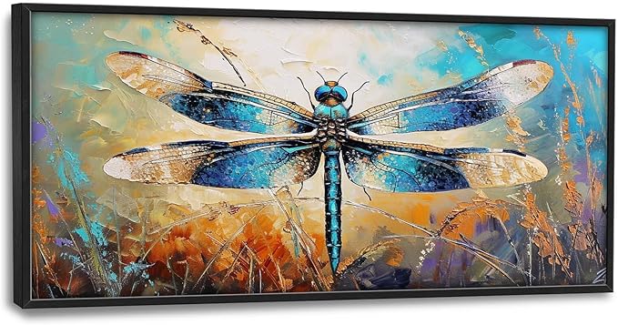 Quorin Dragonfly Large Wall Art Abstract Dragonfly Pictures Wall Decor Colorful Canvas Print Painting Artwork for Bathroom Living Room Bedroom 60L x 30W