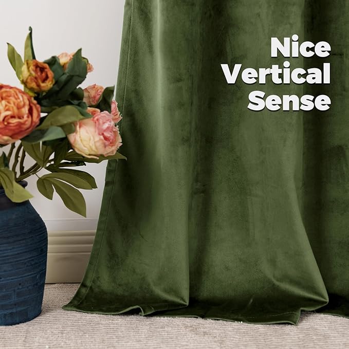 BGment Dark Green Blackout Velvet Curtains 96 Inches, Luxury Thice Thermal Insulated Super Soft Curtains Room Darkening Drapes with Back Tab Rod Pocket for Living Room, Set of 2 Panels, 52 x 96 Inch