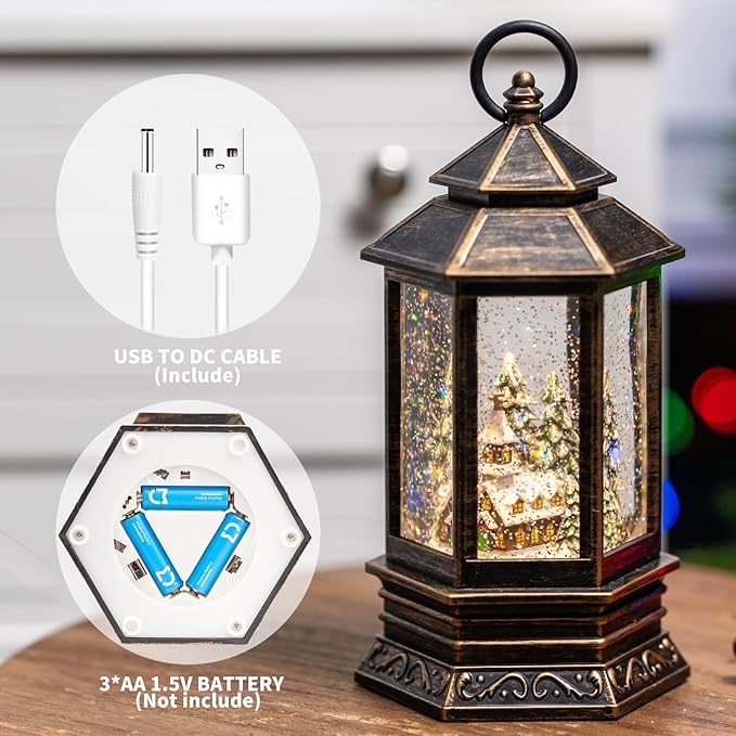 Christmas Snow Globes Church Nativity Water Lantern,Silent Night Music, Holiday Decorations Gifts for Family Children or Friends