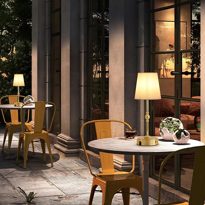 Portables Cordless LED Table Lamp with Dimmer,Outdoor Gold Desk Lamp10000mAh Wireless Rechargeable Battery Nightstand Lamp for Bedroom Bedside Home Camping Balcony Bar RV,Decor