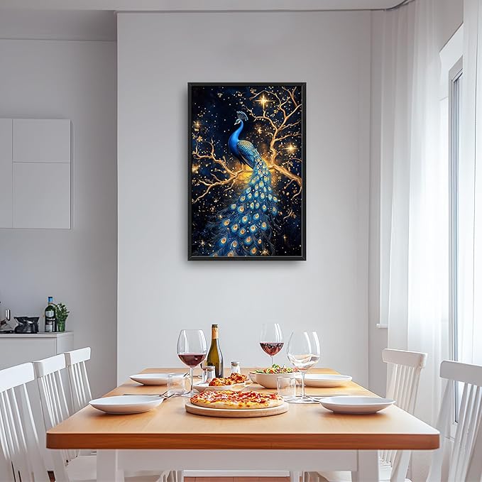 Lovira Peacock Large Wall Art Tree Canvas Wall Decor Pictures Prints Painting Framed Modern Vertical Artwork for Living Room Bedroom Bathroom Office 24"x36"