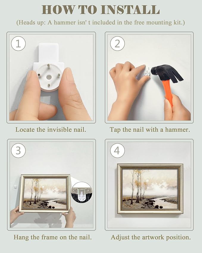 EAFPG Textured Gel Finish Gold Framed Vintage Wall Art for Bathroom, Autumn Landscape Canvas Prints for Living Room, Bedroom & Kitchen, Aesthetic Paintings for Office, Rustic Wall Decor, 12"x16"