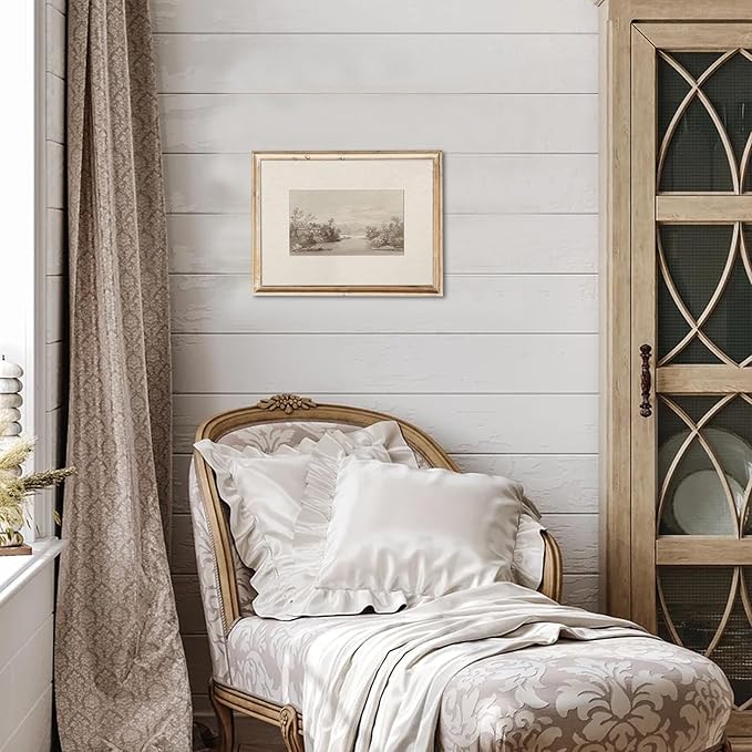 Uniro Neutral Wall Art for Home Decor, Farmhouse Landscape Sketch Drawing Wall Decor, Rustic Nature Canvas Prints Antique Neutral Landscape Oil Painting Vintage Art Pictures for Bedroom Bathroom Decor( 8" x 10"-UNFRAMED)