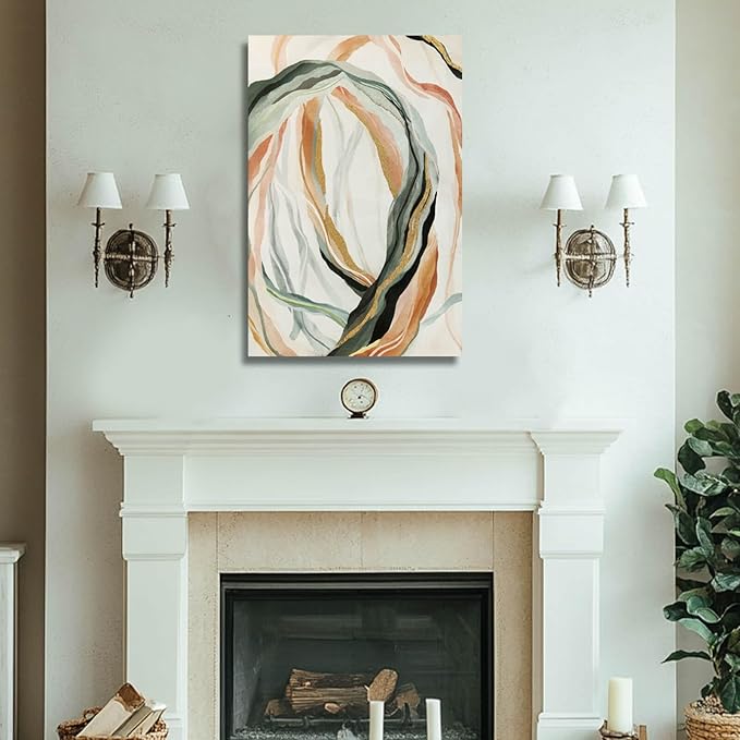 Modern Canvas Wall Art Line Decorative Pictures Colorful Artwork for Wall 24"x36" Home Decorations for Living Room Office