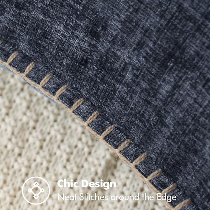 MIULEE Pack of 2 Couch Throw Pillow Covers 20x20 Inch Dark Blue Farmhouse Decorative Pillow Covers with Stitched Edge Soft Chenille Solid Dyed Spring Pillow Covers for Sofa Bed Living Room