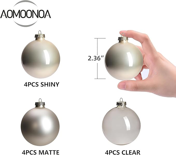 Champagne Glass Christmas Ball Ornaments for Tree, 2.36” Christmas Hanging Ornaments Set of 12 Xmas Baubles for Holiday Party Xmas Tree Decorations Gifts