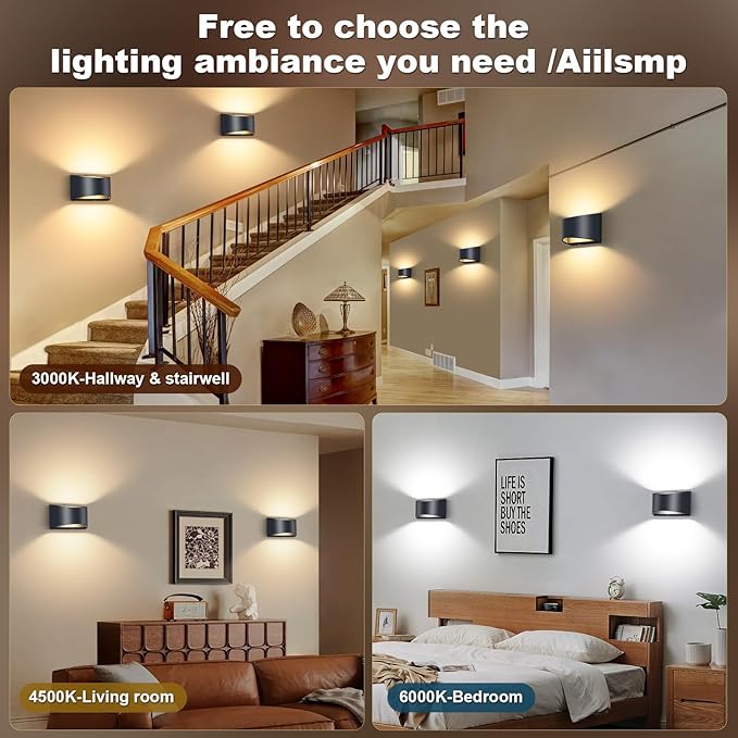 Battery Operated Wall Sconces Set of 2, 8000mAh Rechargeable Wireless Remote & Touch Control Battery Wall Lights, 3 Color Temperatures, Timer Cordless Dimmable Light for Bedroom, Living Room, Hallway