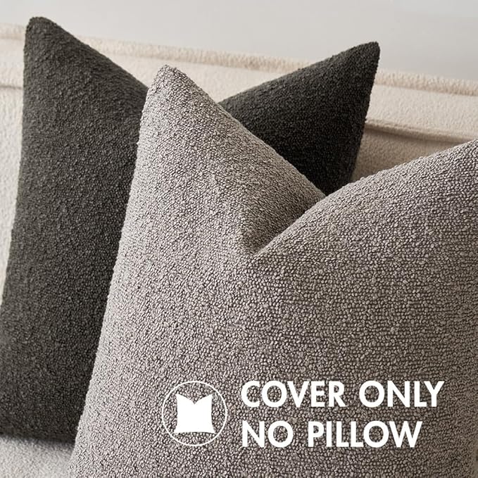 MIULEE 12x20 Inch Decorative Lumbar Throw Pillows for Bed Set of 2 Textured Boucle Neutral Throw Pillow Covers Dark Coffee Accent Solid Pillowcase Cozy Soft Sofa Livingroom Home Decor