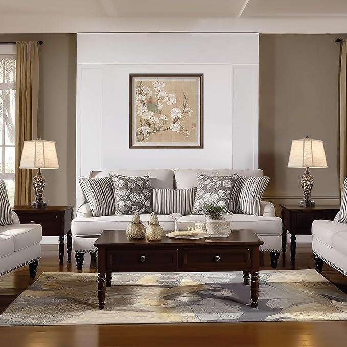 Set of 2 Farmhouse Table Lamps for Living Room, Rustic Vintage Nightstand Lamp with 2 USB Port, Bronze Resin Lamps for Bedroom End Table with Hollow Out Nightlight, 2 Bulbs Included