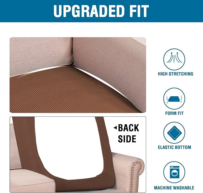 H.VERSAILTEX Super Stretch Individual Chaise Cover Sectional Couch Covers for L Shaped Sofa Both Left/Right Featuring Thick Jacquard Textured Twill Fabric (1 Piece Chaise Cover, Caramel)