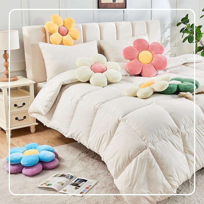 Yellow Flower Pillow, 14.9" Cute Flower Shaped Floor Pillow, Aesthetic Floral Plush Daisy Decorative Throw Pillows for Bed Sofa Couch