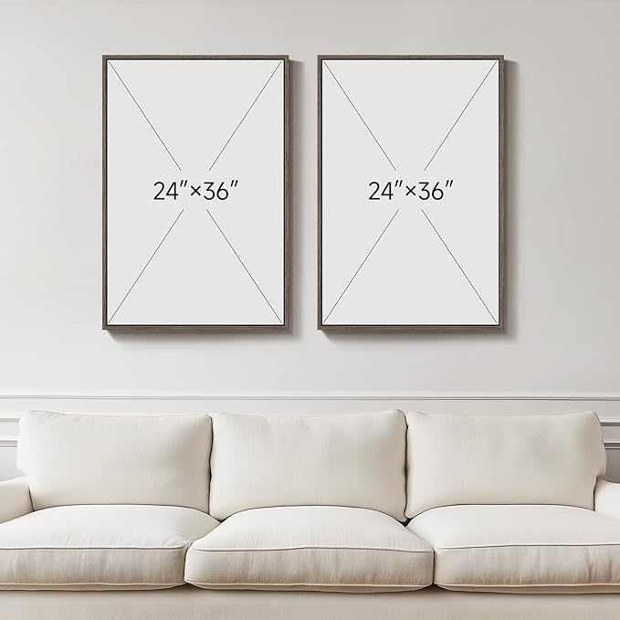 Framed Colorful Coastal Wall Art for Living Room Decor, Large Tropical Beach Palm Tree Canvas Artwork for Walls, 2 Piece Pop Paintings Prints for Hallway Bedroom Office Salon Wall Decor, 24x36 Inch