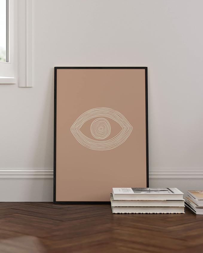 HAUS AND HUES Boho Posters - Neutral Wall Art Prints - Abstract Art - Eye of Sauron Peach (24x36 Unframed)