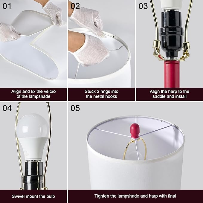 24.5" Red Touch Lamps Set of 2, Modern Living Room Table Lamps with USB C+A Ports, 2 Bulbs Included, Table Light Fixture for Nightstand, Creative Stripe Bedside Lighting