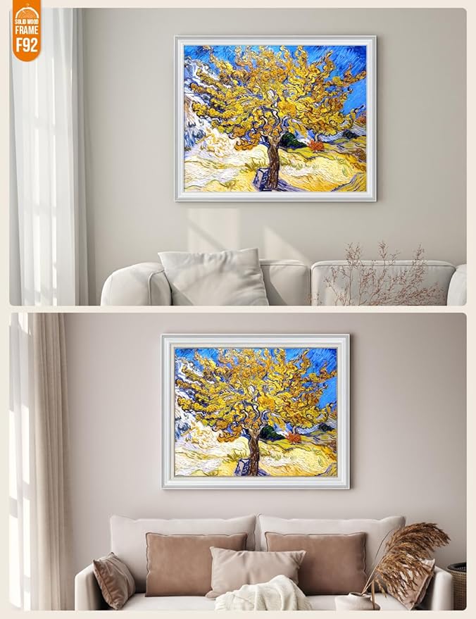 DECORARTS - The Mulberry Tree, Vincent Van Gogh Art Reproduction. Acid Free Cotton Canvas Giclee Print w/Bronze Frame&Mat for Wall Decor.