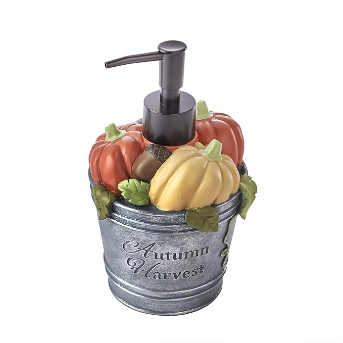 SKL Home Fall Harvest Bucket Soap Dispenser for Bath/Kitchen & Gift, Multi