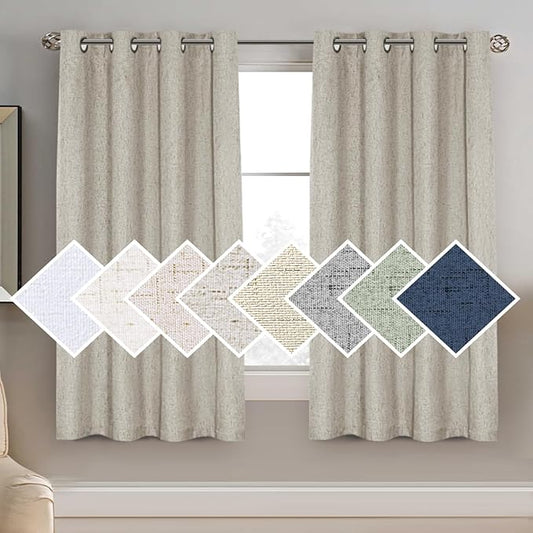 H.VERSAILTEX 100% Blackout Curtain for Bedroom 63 Inches Long Grommet Linen Face Full Light Blocking Curtain Drape for Living Room Thermal Insulated Linen Look Curtain 1 Panel, 52" W x 63" L, Stone