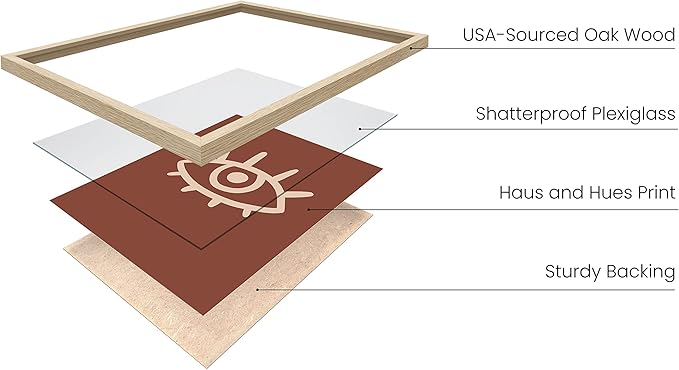 HAUS AND HUES Boho Posters Mid Century Modern Wall Decor - Abstract Art Prints Midcentury Modern Decor, Boho Wall Decor Minimalist Wall Art, Dark Clay Eye Lashes (Beige Framed, 12x16)