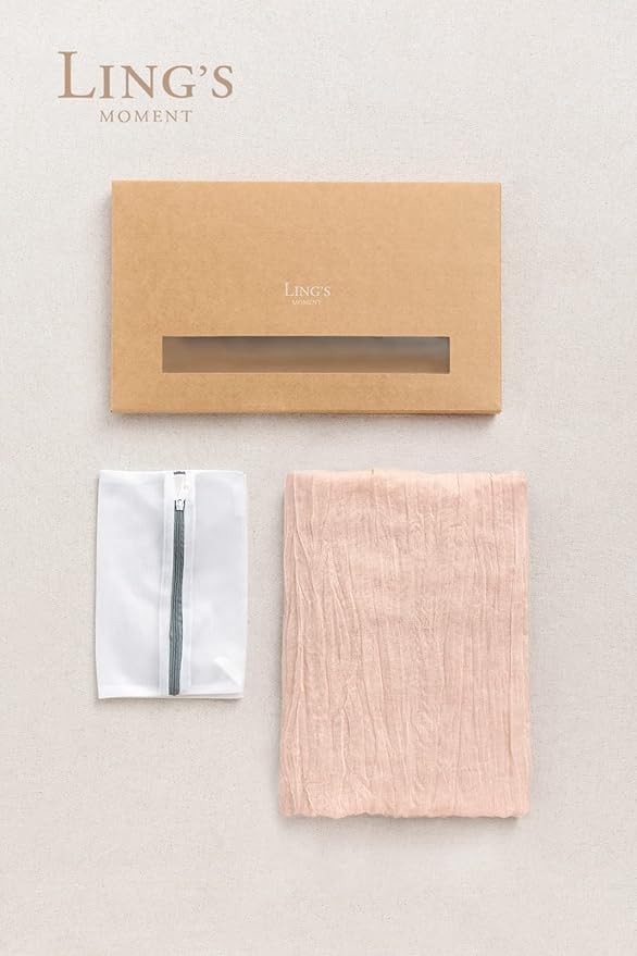 Ling's moment 10Ft x 35" Wide Blush Gauze Semi-Sheer Table Runner Cheesecloth Tablecloth for Wedding Party Bridal Shower Boho Table Decor