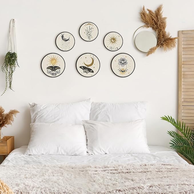 Barydat 6 Pieces Boho Plant Wall Art Decor Wooden Boho Farmhouse Rustic Bohemian Wall Hanging for Bedroom Living Room Office(Butterfly,8 Inch, 10 Inch)