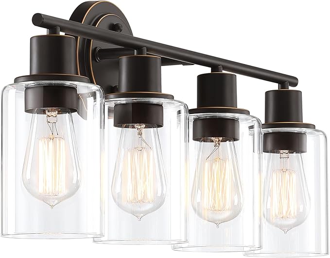 4-Light Oil Rubbed Bronze Bathroom Lighting Fixtures Over Mirror 4-Light Bathroom Vanity Light Oil Rubbed Bronze Vanity Wall Sconce Over Sink