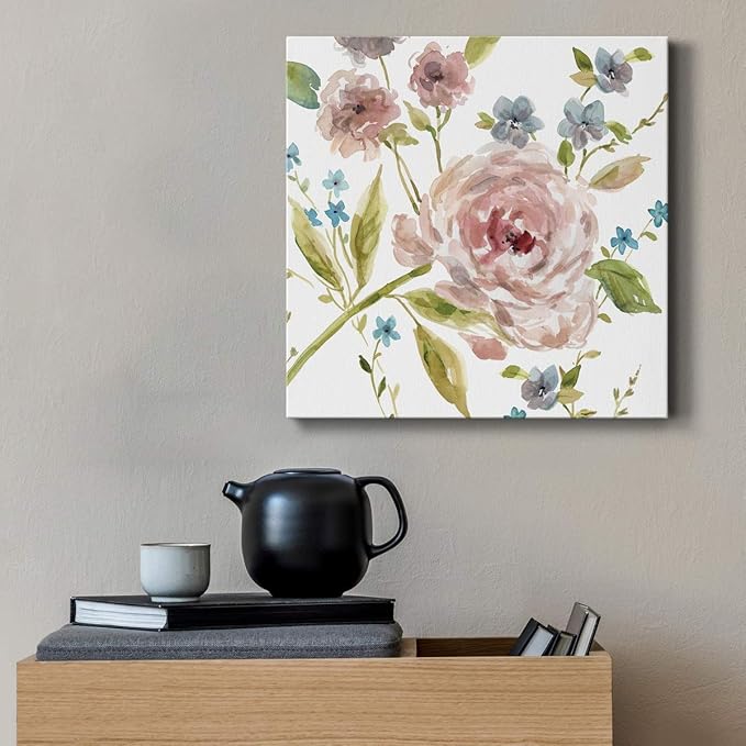 Wexford Home Square Premium Gallery Wrapped Canvas Flower Multicolor Wall Art Abstract Floral Romance Modern Pictures Print for Home Office, Ready to Hang