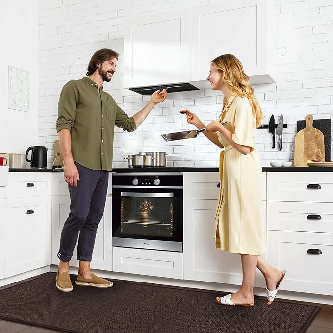 GOYLSER 5ft Kitchen Runner Rugs Non Skid, Absorbent Small Jute Kitchen Carpet Rugs, Rubber Backed Home Floor Mat, Deep Brown