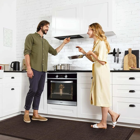 GOYLSER 5ft Kitchen Runner Rugs Non Skid, Absorbent Small Jute Kitchen Carpet Rugs, Rubber Backed Home Floor Mat, Deep Brown