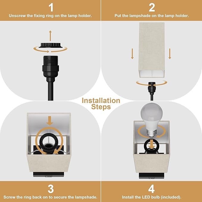 Sailstar Bedside Lamps, Table Lamp with USB C+A Charging Ports, 3 Way Dimmable Touch Control, Small Nightstand Lamps for Bedroom, Home Decor, Living Room, LED Bulbs Included, Upgraded Beige