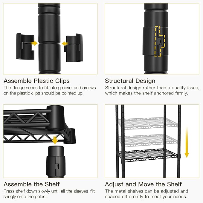 Ulif U5 Over the Washer and Dryer Storage Shelf, Laundry Room Space Saver Bathroom Storage and Organizer Rack for Hanging Towels and Drying Clothes with 5 Wire Shelves, 58.2"W x 13.4"D x 77.5"H, Black