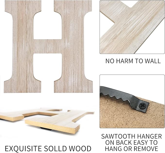 Wooden Home Sign Wall Hanging Decor Wood Home Letters for Wall Art with Artificial Eucalyptus Wreath Rustic Home Decor Farmhouse, Wall Decor for Living Room Entryway Housewarming Gift (Natural)