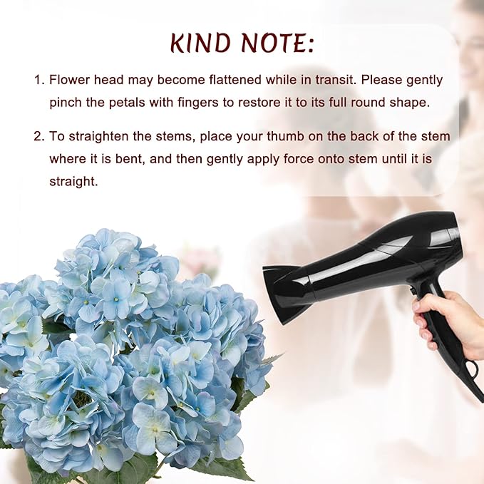 Blue Hydrangea Artificial Flowers Large Artificial Hydrangeas Silk Flowers for Home Decor Indoor Wedding Flowers Bouquets Faux Flowers Kitchen Centerpiece Table Decorations