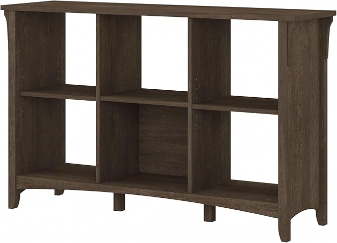 Bush Furniture Salinas 6 Cube Organizer in Ash Brown, Office Storage Solution, Home Organizer with Open Shelving, Compact Unit for Books and Supplies