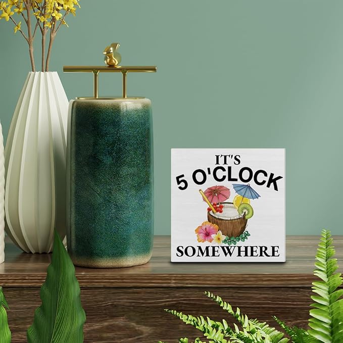 Beach Decor - Summer Beach Decorations Summer Fruit Wooden Sign Home Shelf Desk Decor 5 X 5 Inches